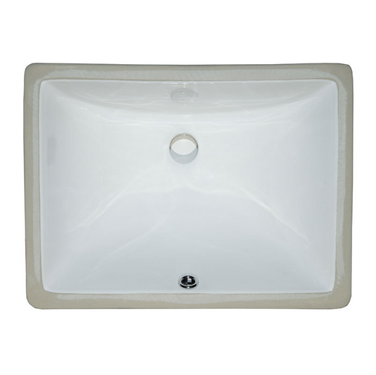 VANITY WHITE RECTANGLE PORCELAIN SINK 18X13