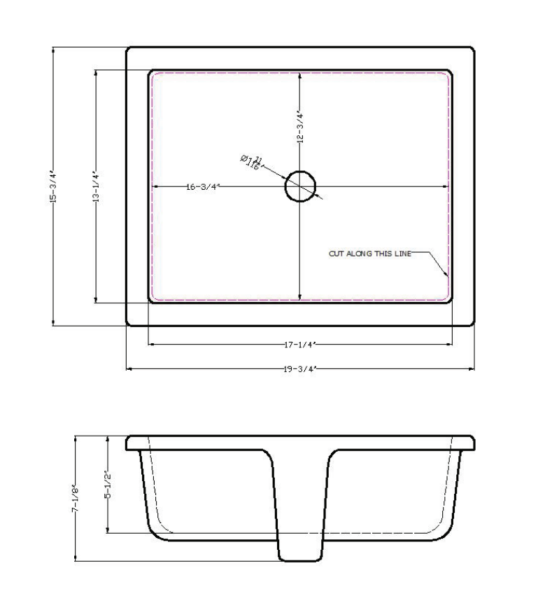 VANITY WHITE RECTANGLE PORCELAIN 2015 FLAT