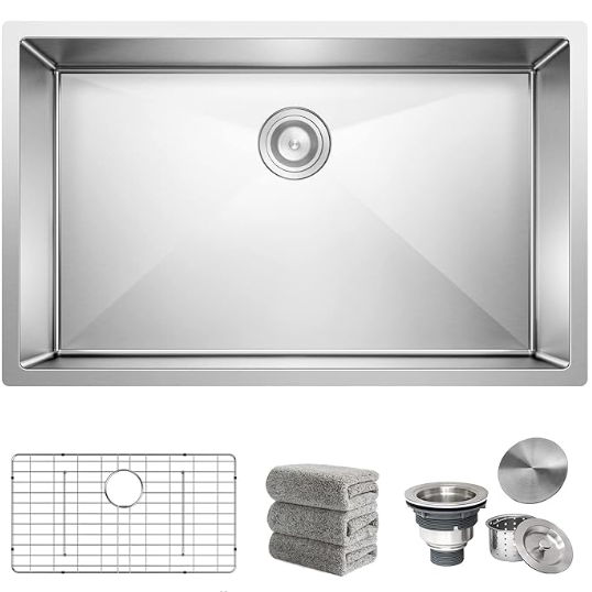 OX-URD30189-US Oxwiser Handmade Stainless Steel Kitchen Sink Kit