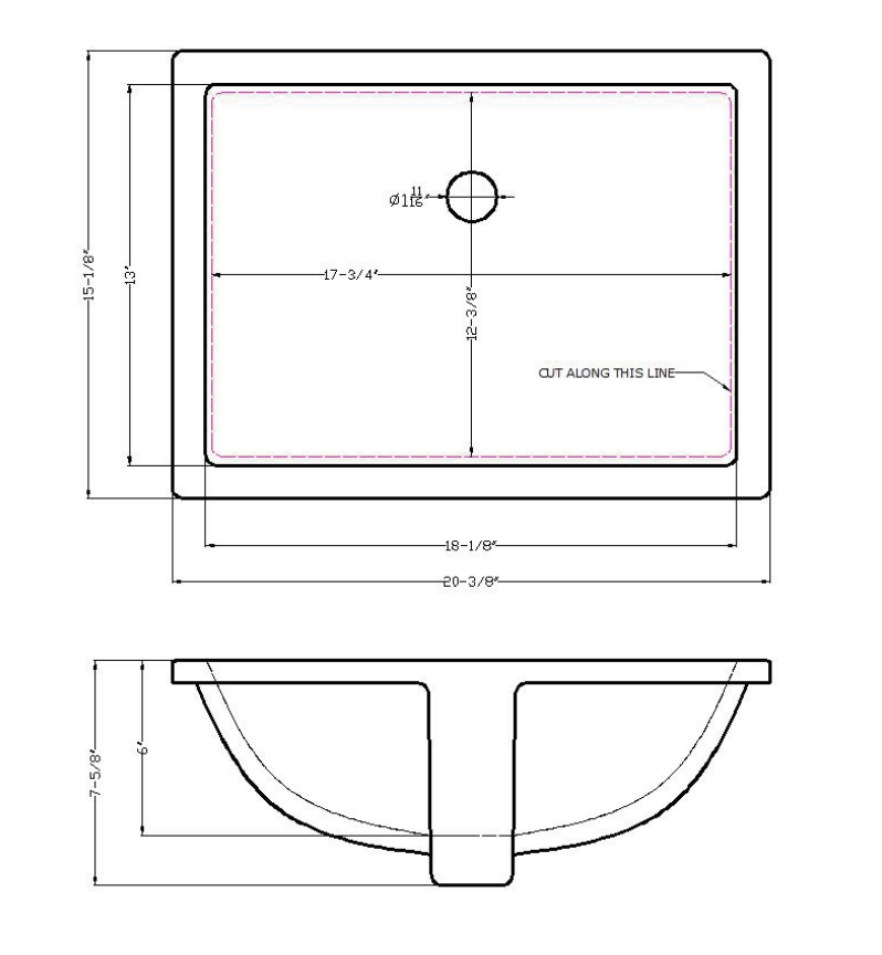 VANITY WHITE RECTANGLE PORCELAIN 2015