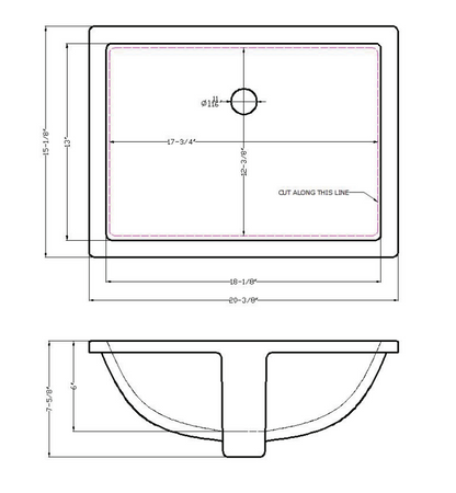 VANITY WHITE RECTANGLE PORCELAIN 2015