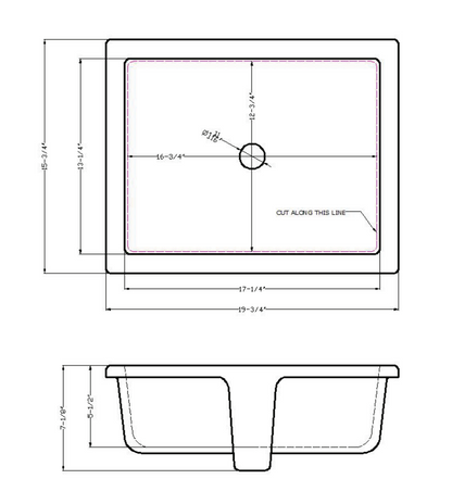 VANITY WHITE RECTANGLE PORCELAIN 2015 FLAT