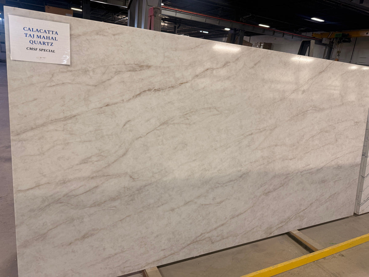 Calacatta Taj Mahal Quartz Countertop slab image