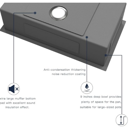 OX-URD30189-US Oxwiser Handmade Stainless Steel Kitchen Sink Kit