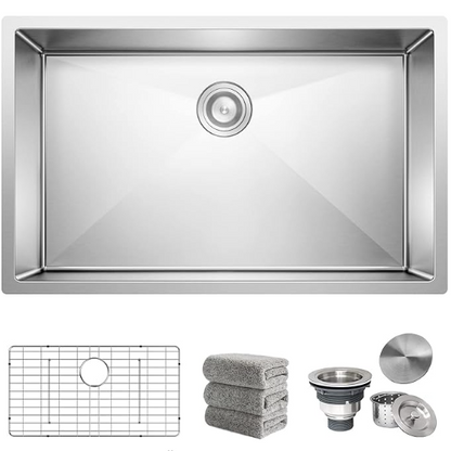 OX-URD30189-US Oxwiser Handmade Stainless Steel Kitchen Sink Kit