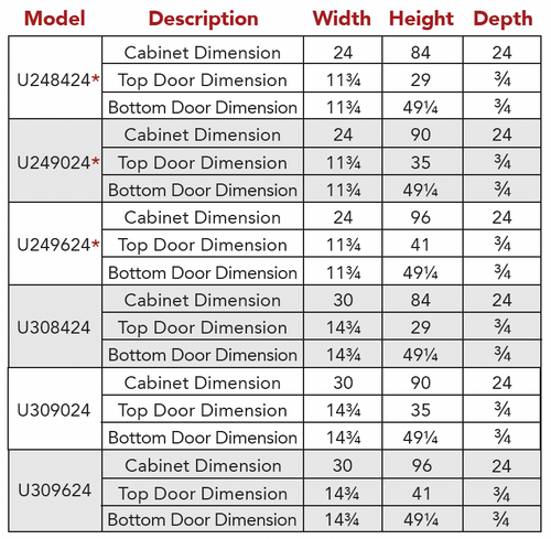 Utility cabinet 4 door spec sheet