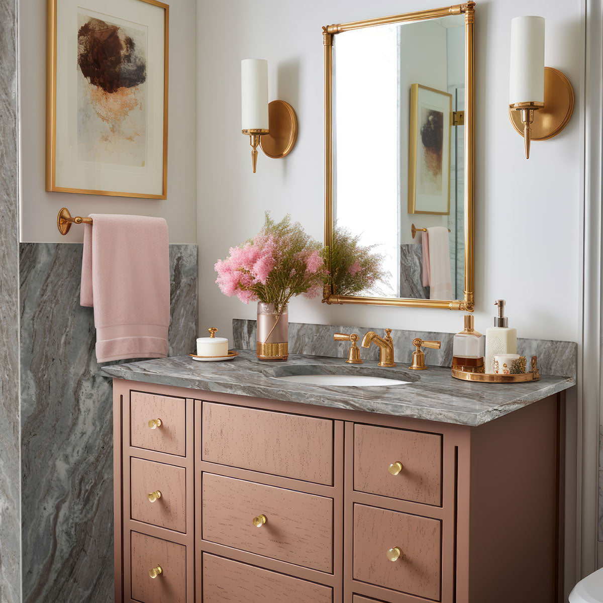 MSI Fantasy Brown Marble / Dolomite Countertop - Bathroom room scene